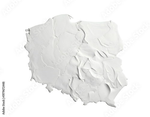 Textured abstract outline of a country, white paint strokes