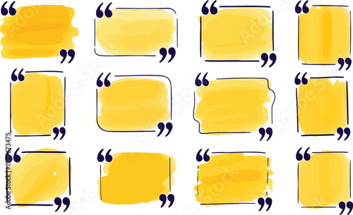 Yellow Quote Boxes with Watercolor Texture and Copy Space for Text