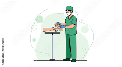 Surgeon Performing Foot Surgery with Medical Instruments in Operating Room