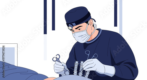 Surgeon Performing Hair Transplant Surgery in Operating Room