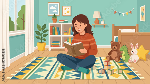 Woman Sitting on Floor.