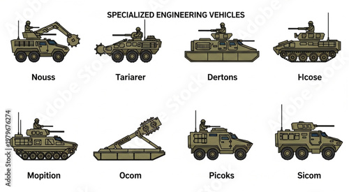 Specialized Engineering Vehicles - A Comprehensive Overview of Military Equipment.