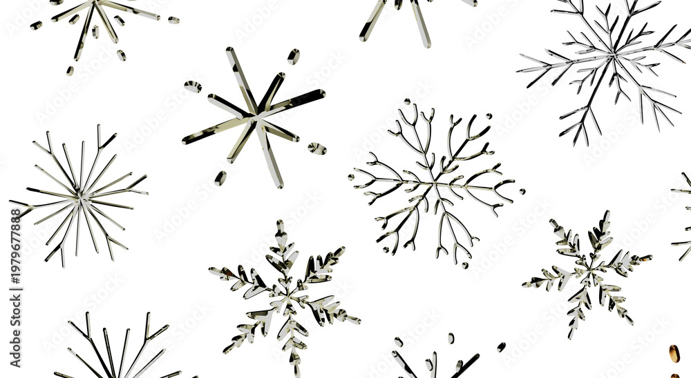 Obraz premium Decorative seamless pattern of silver snowflakes on white. Perfect for winter holidays, c