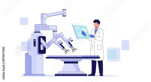 Surgeon Controls Robotic Arm for Minimally Invasive Surgery on Digital Screen