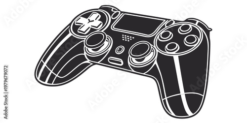 Modern game controller vector illustration with e sport console gaming d pad controller joystick videogame technology electronic entertainment interactive accessory hardware isolated