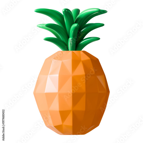 3d pineapple fruit isolated vector icon illustration