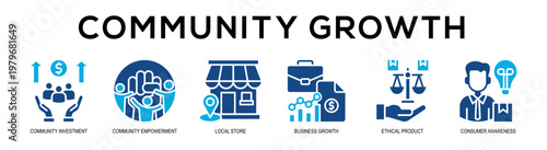 Glyphcolor - Community Growth web banner vector illustration concept