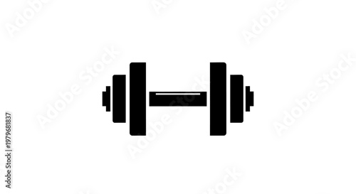 Black silhouette of a dumbbell on a white background.