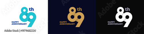 Abstract Twist Logo Anniversary 89, 89 Happy Anniversary with Luxury and Elegance. Editable file