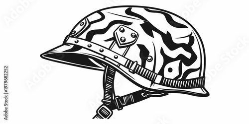 Camouflage military helmet with straps protective headgear army helmet military gear field gear battle gear war helmet army equipment military protection camouflage pattern military