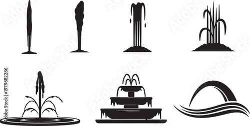 Happy children silhouette vector set, group of kids jumping running and playing together, active boys and girls collection, isolated on white.