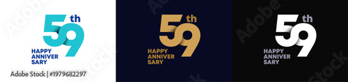 Abstract Twist Logo Anniversary 59, 59 Happy Anniversary with Luxury and Elegance. Editable file