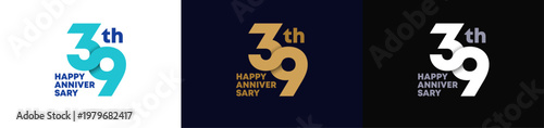Abstract Twist Logo Anniversary 39, 39 Happy Anniversary with Luxury and Elegance. Editable file
