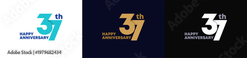 Abstract Twist Logo Anniversary 37, 37 Happy Anniversary with Luxury and Elegance. Editable file