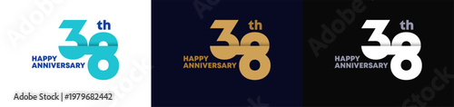Abstract Twist Logo Anniversary 38, 38 Happy Anniversary with Luxury and Elegance. Editable file