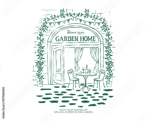Garden home graphic print design for apparel, stickers, posters, background and others.