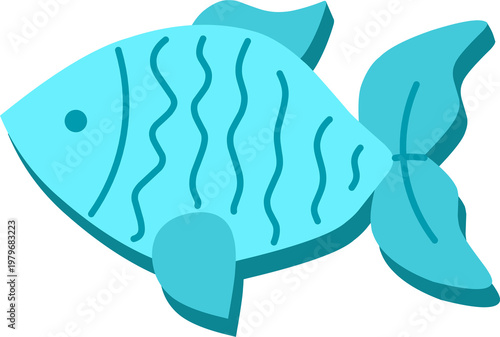 Stylized Blue Fish Illustration