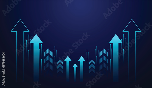The up trend investment economy graph strategy. market chart profit money. vector illustration. growth Arrows in technology
