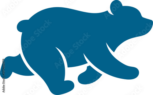 Galloping bear silhouette in full sprint can be Editable