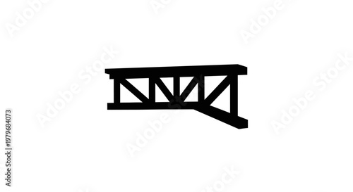 Black Metal Truss Structure Isolated on White Background.