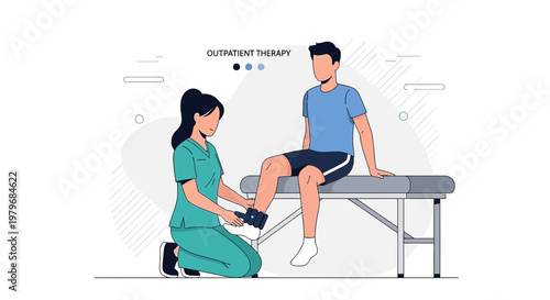 Physical Therapist Assists Patient with Leg Injury Rehabilitation on Therapy Table