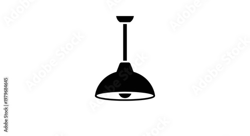 Black Pendant Light Fixture Isolated on White Background.