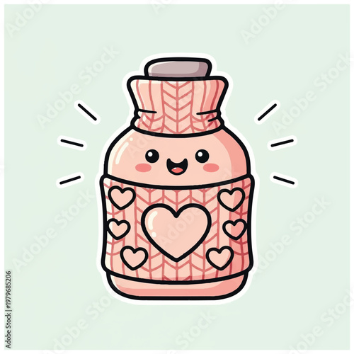 Cute cartoon honey jar character smiling.