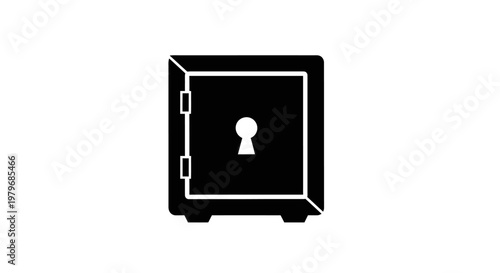Black safe with keyhole icon on white background.