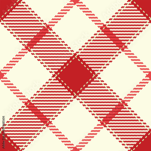 Neat background texture vector, ornament check plaid tartan. Micro fabric textile pattern seamless in red and light yellow colors.