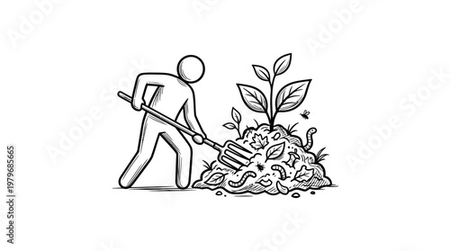 Composting A Person Tending to a Compost Pile