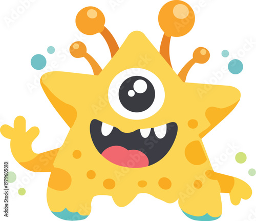 cute monster yellow star