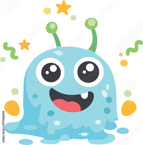 blue cute little monster