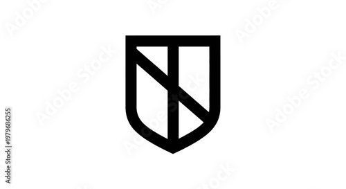 Black shield symbol with diagonal line across it.