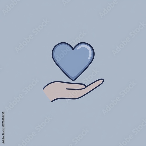 Hand holding a heart symbol of love.