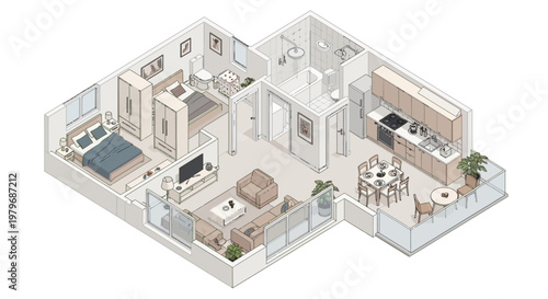 Modern apartment floor plan design.