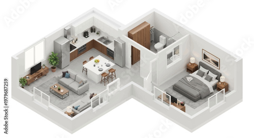 Modern Apartment Floor Plan Layout.