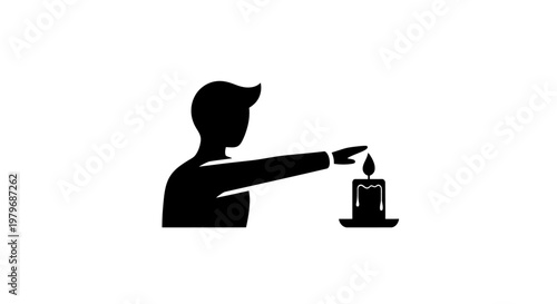 Man lighting a candle flame.