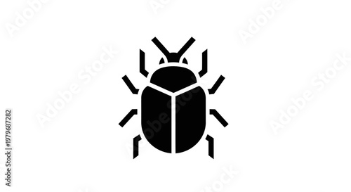 Black Silhouette Icon of a Beetle Insect.
