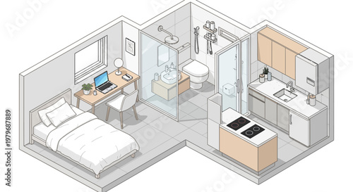 Studio Apartment Interior Layout Design.