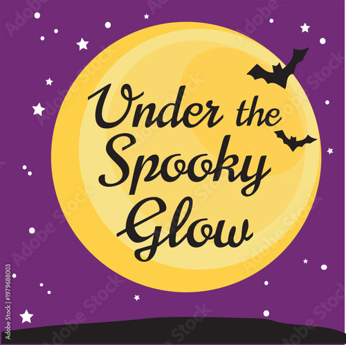 under the spooky glow. halloween background with moon and stars