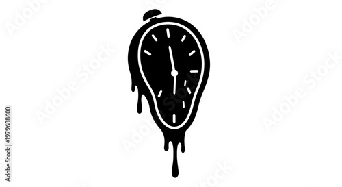 Melting clock face with white outline.