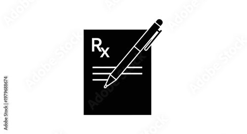 Medical prescription symbol with pen.