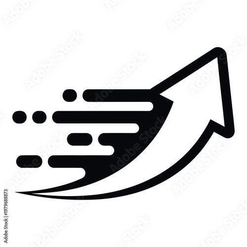 Black arrow with speed lines moving fast to the right side quickly  fast movement icon