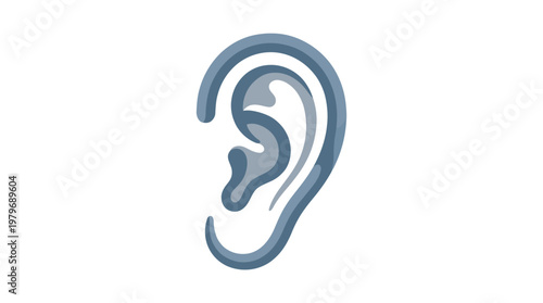 Illustration of a human ear, representing sound, hearing, and the sense of listening