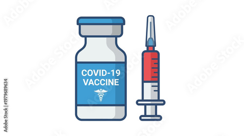 COVID-19 Vaccine Vial and Syringe Illustration - A Symbol of Hope and Protection