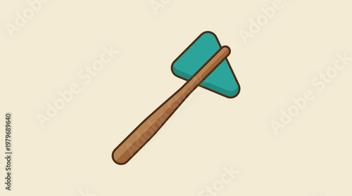 A simple, flat illustration of a reflex hammer, a medical tool used in neurological examinations