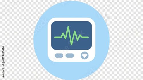 Medical monitor screen displaying a heartbeat waveform, representing vital signs monitoring and healthcare technology