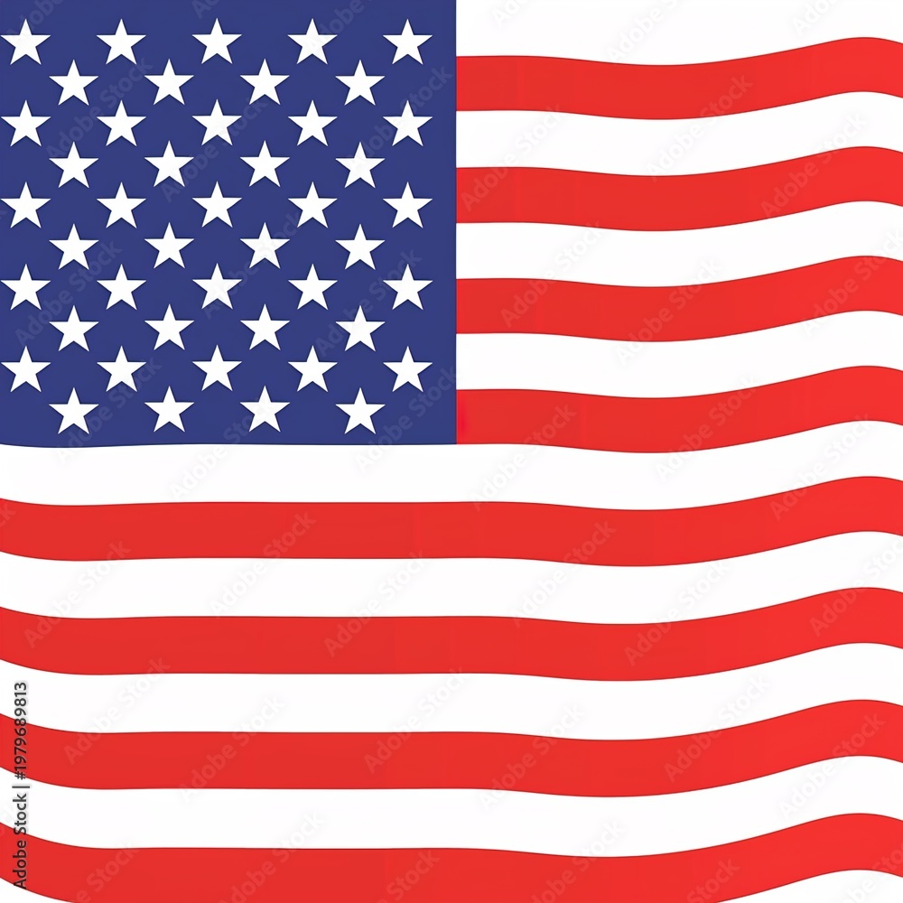 Fototapeta premium The American flag waving in the wind on a clear day