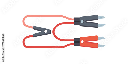 Jumper cables in bright colors for automotive use and safety illustration