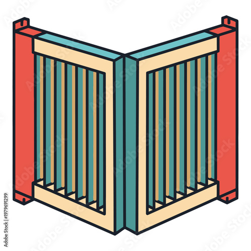 Colorful graphic illustration of a radiator heating system component icon